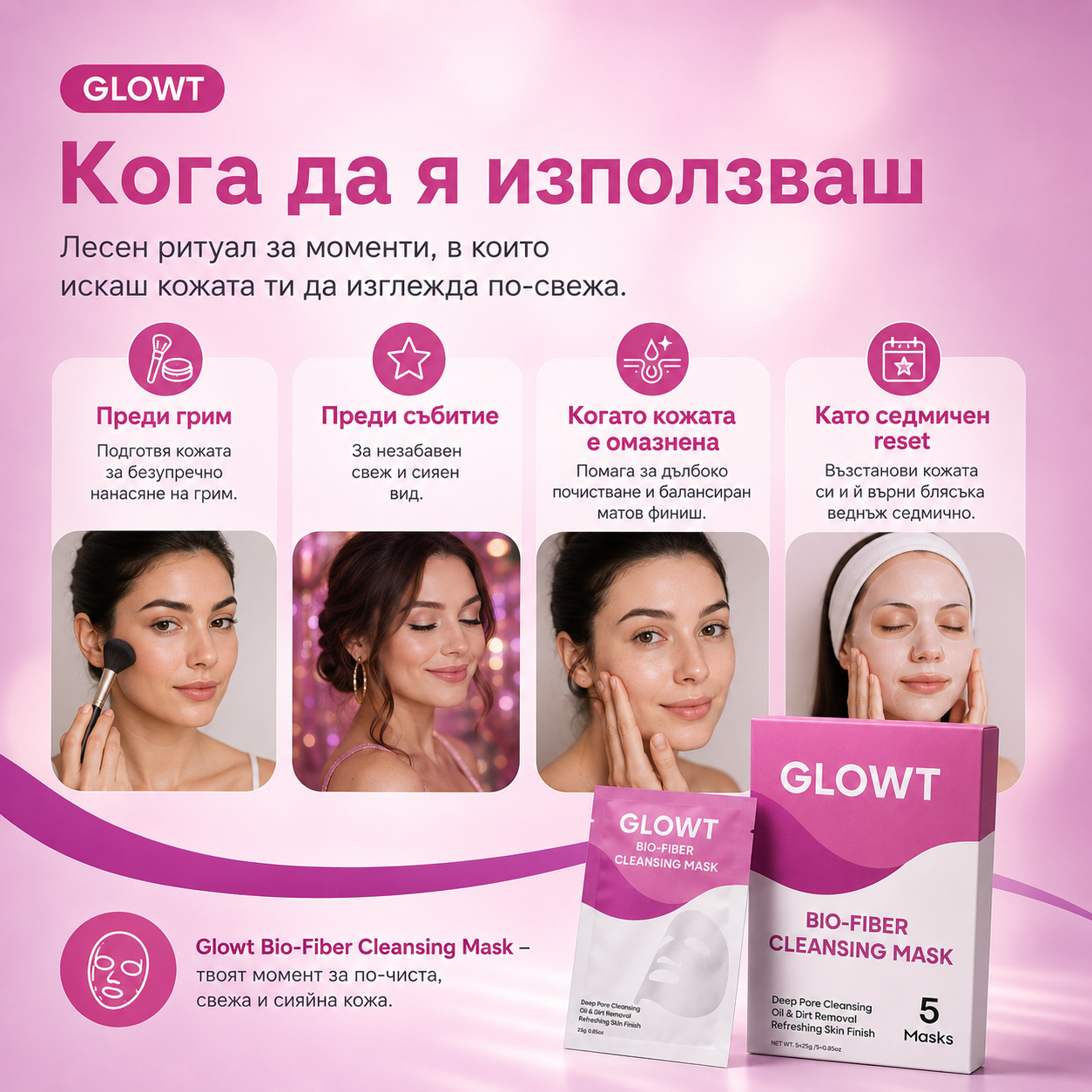 GLOWT Био-фибърна почистваща маска