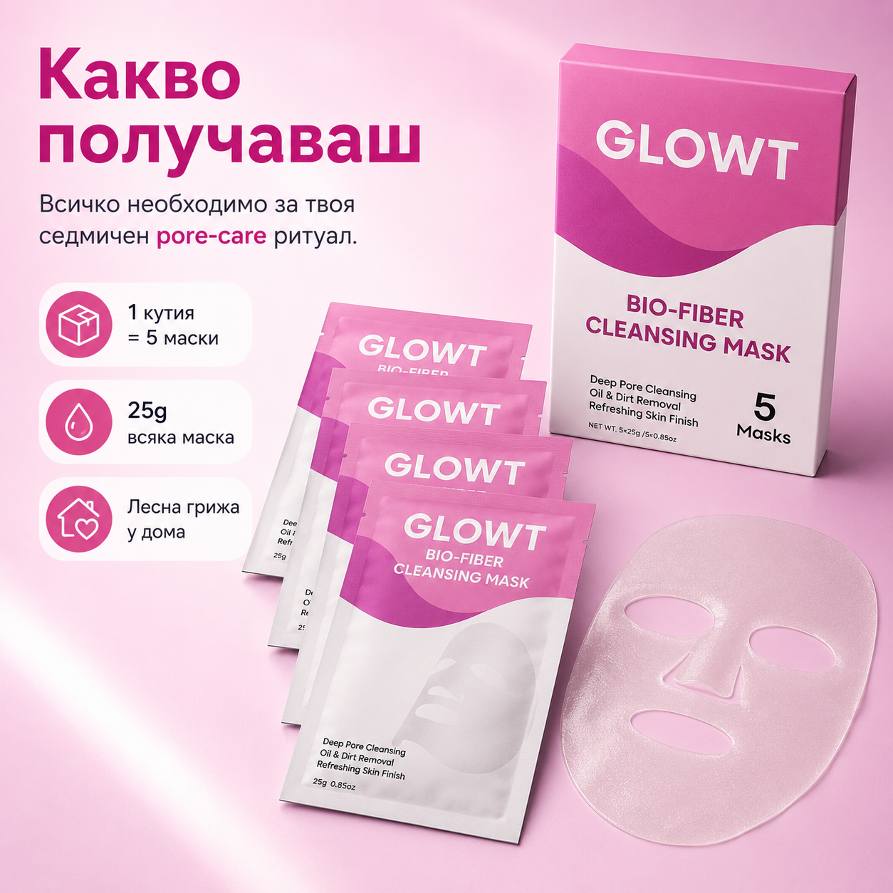 GLOWT Био-фибърна почистваща маска